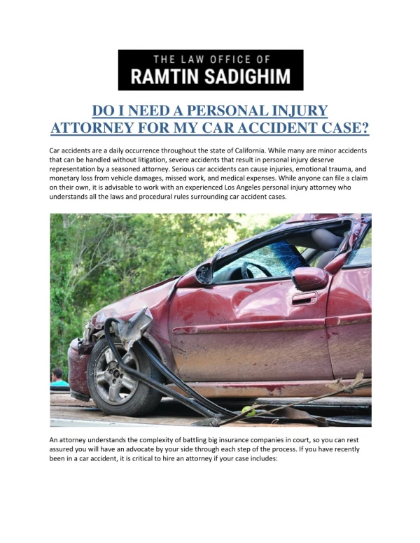 Do I Need a Personal Injury Attorney for My Car Accident Case?