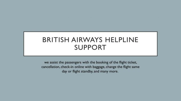 British airways helpline support