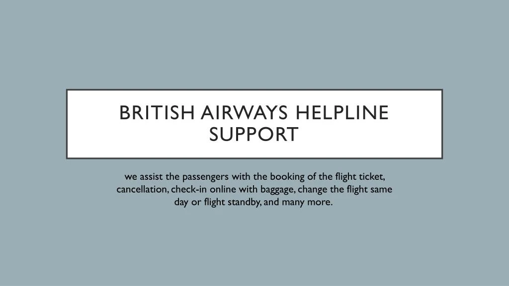 british airways helpline support