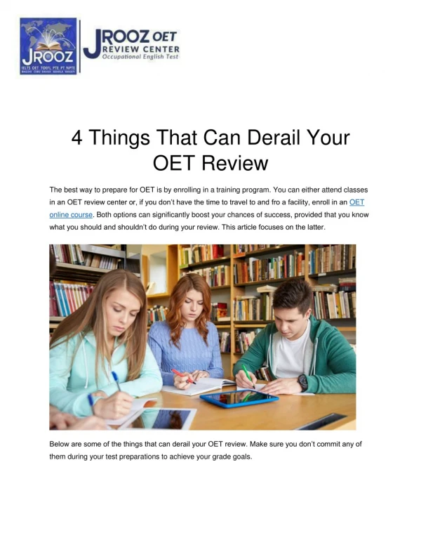 4 Things That Can Derail Your OET Review