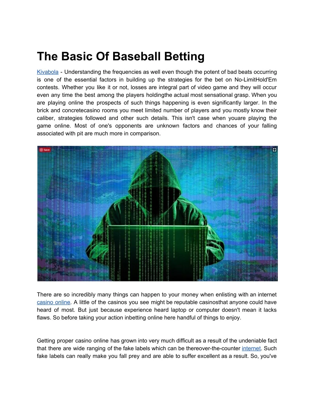 the basic of baseball betting