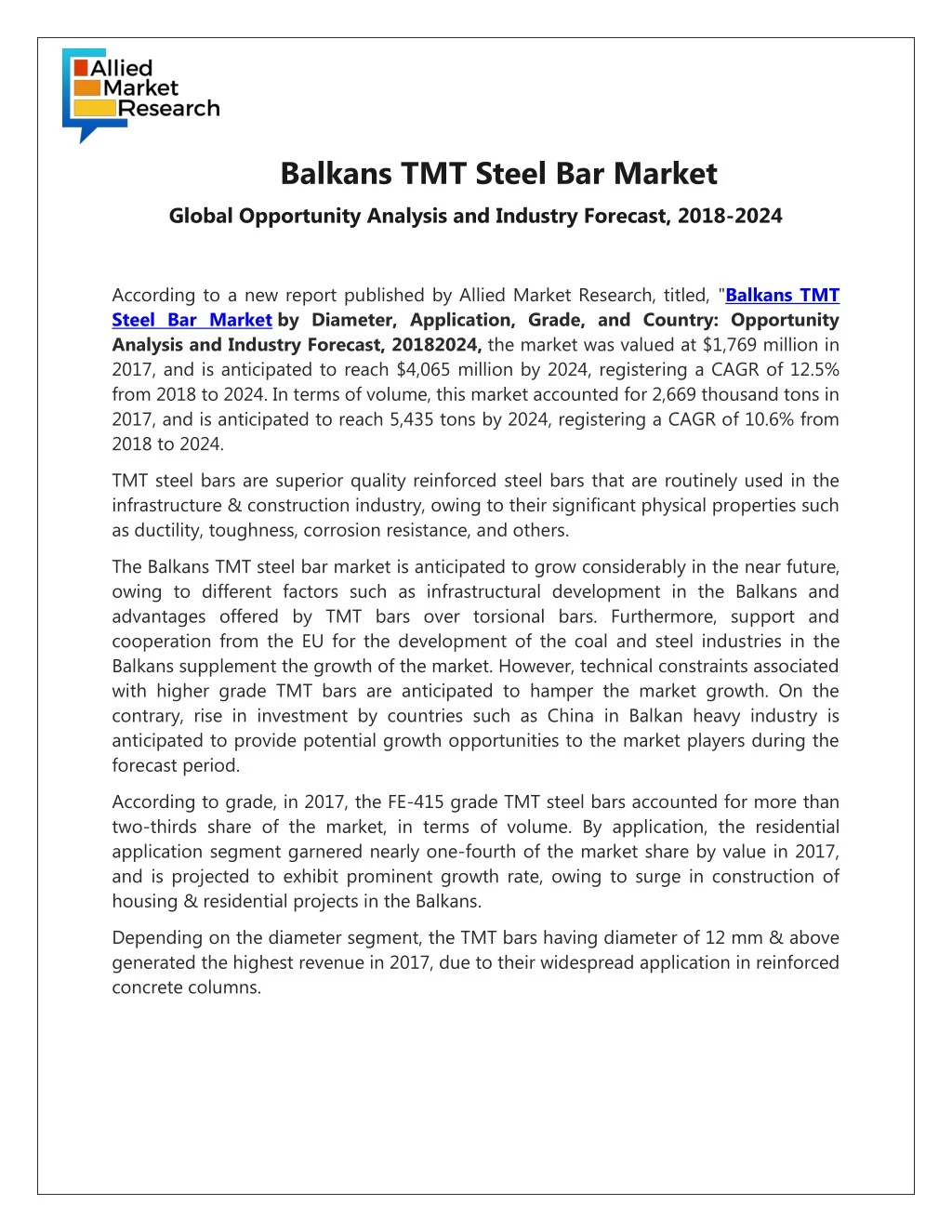 balkans tmt steel bar market global opportunity