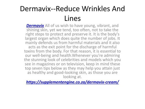 Dermavix--Achieve Younger Skin Tone