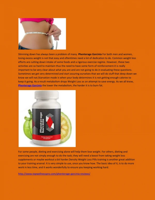 Phenterage Garcinia - Improved Energy Level For Weight Loss
