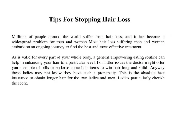 Tips For Stopping Hair Loss
