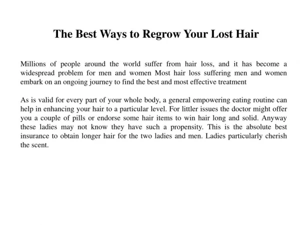 The Best Ways to Regrow Your Lost Hair