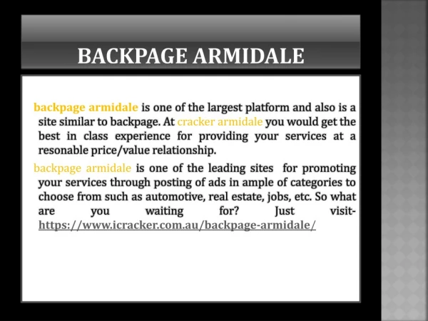 Backpage Armidale -Cracker Armidale