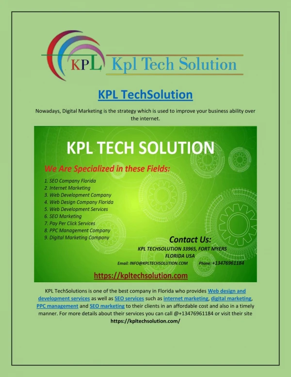 The Best SEO Company in Florida | KPL Techsolution