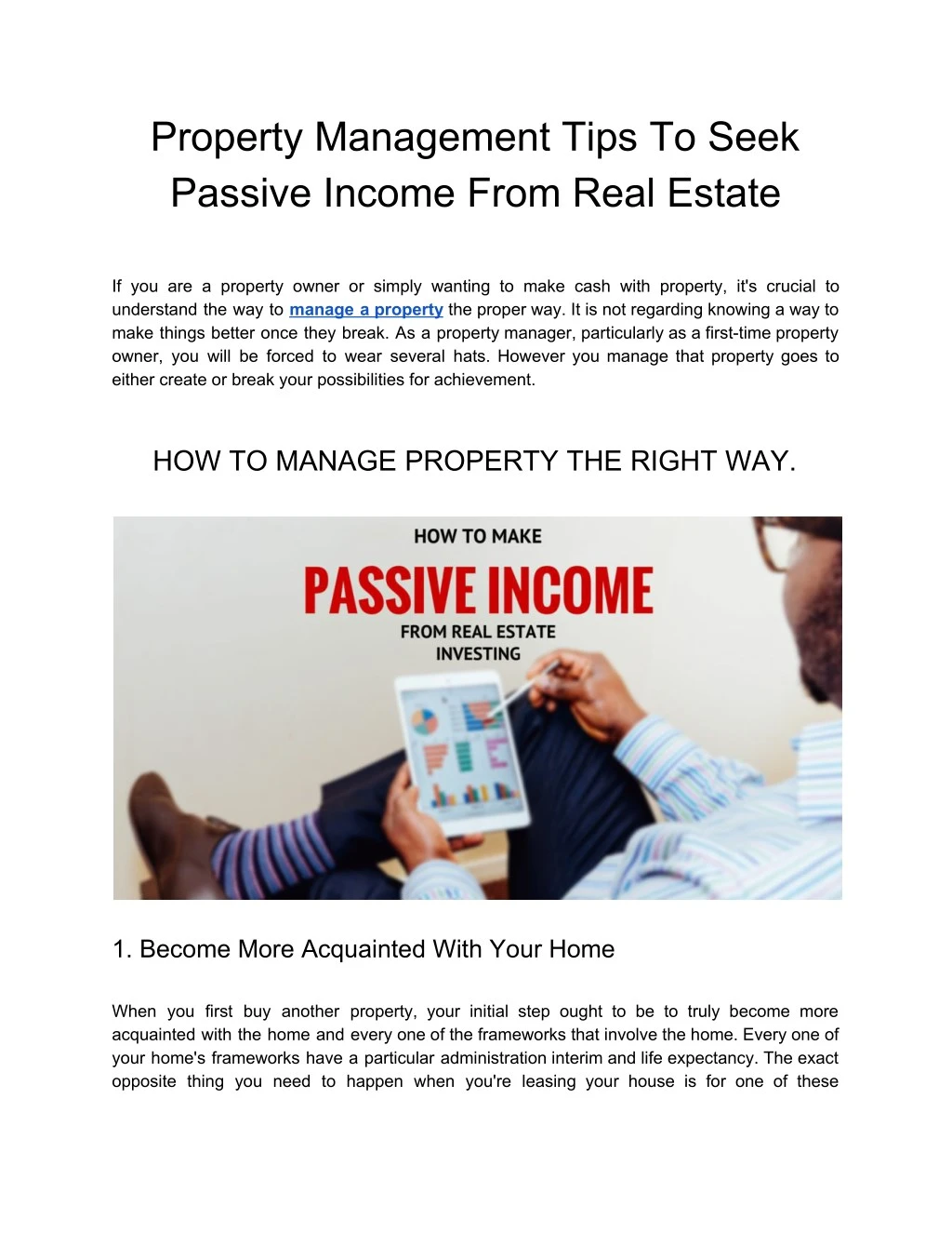 property management tips to seek passive income
