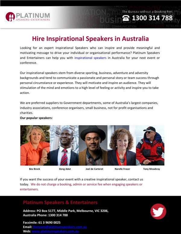 Hire Inspirational Speakers in Australia