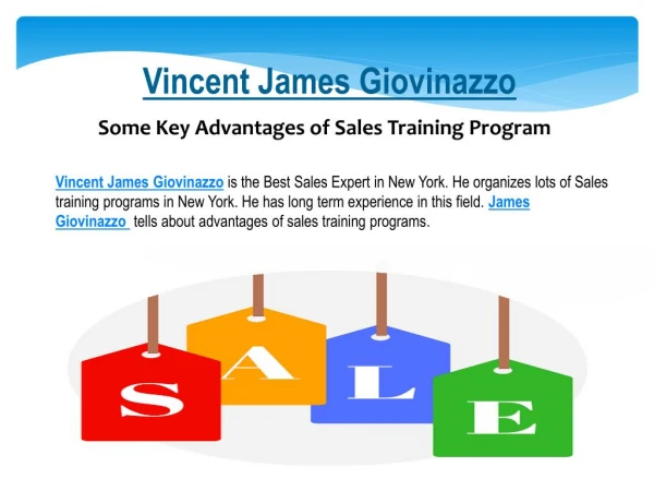 Vincent James Giovinazzo Advantages of Sales Training Programs