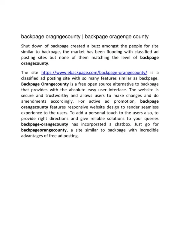 Backpage Orangecounty - Backpage Orange County
