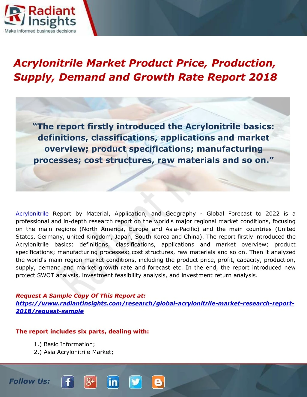 acrylonitrile market product price production