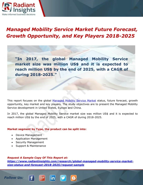 Managed Mobility Service Market Future Forecast, Growth Opportunity, and Key Players 2018-2025