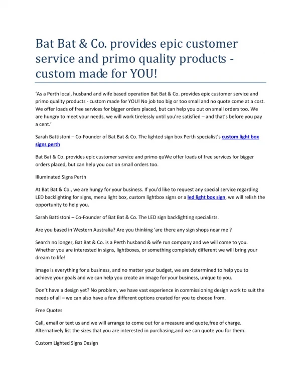 bat bat co provides epic customer service