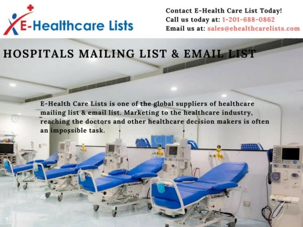 Hospitals Mailing List | Hospitals Email List | Hospitals Database
