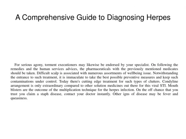 A Comprehensive Guide to Diagnosing Herpes