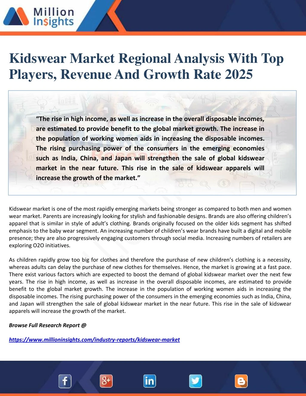 kidswear market regional analysis with