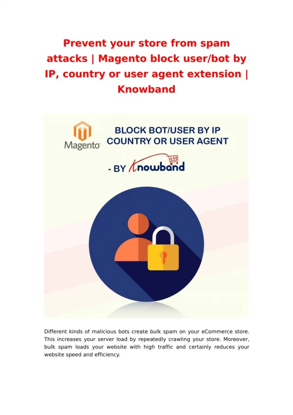 Prevent your store from spam attacks | Magento block user/bot by IP, country or user agent extension | Knowband