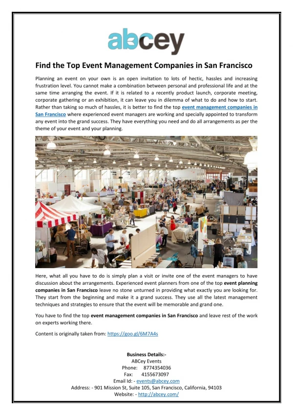 Find the Top Event Management Companies in San Francisco