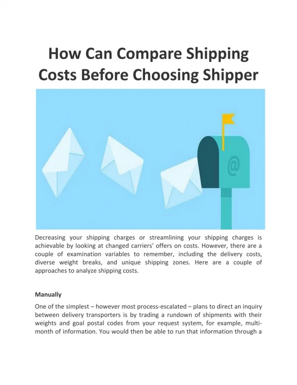 How Can Compare Shipping Costs Before Choosing Shipper