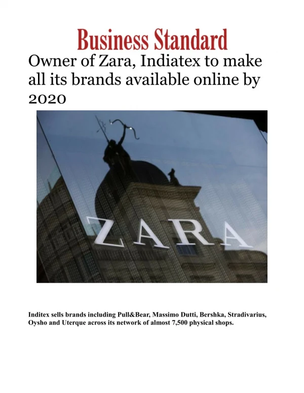 Owner of Zara, Indiatex to make all its brands available online by 2020 