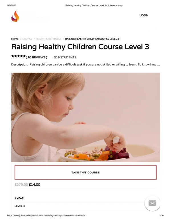 Raising Healthy Children Course Level 3 - John Academy