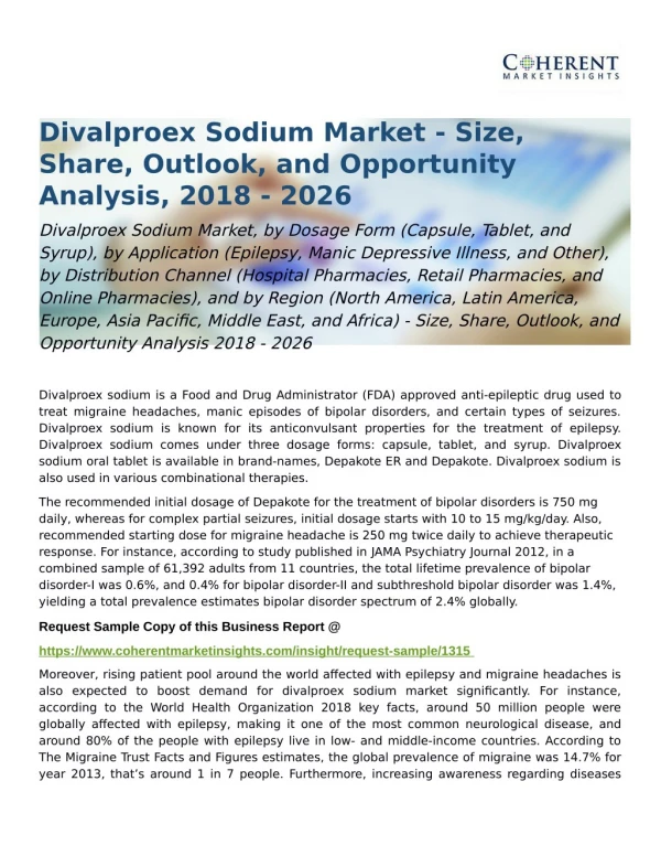 Divalproex Sodium Market - Opportunity Analysis 2018 â€“ 2026