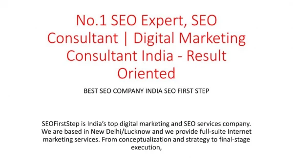 No.1 SEO Expert, SEO Consultant | Digital Marketing Consultant India - Result Oriented
