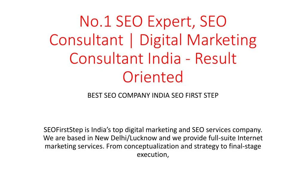 no 1 seo expert seo consultant digital marketing consultant india result oriented