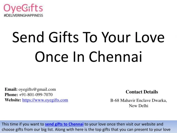 Send Gifts To Your Love Once In Chennai