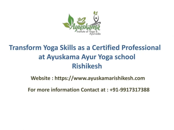 Transform Yoga Skills as a Certified Professional