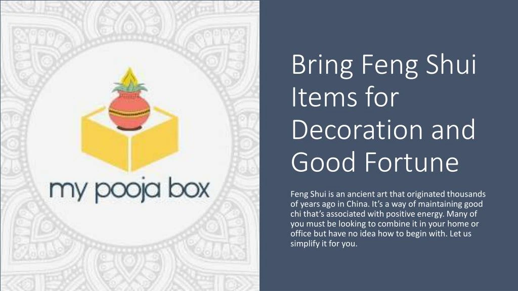bring feng shui items for decoration and good fortune