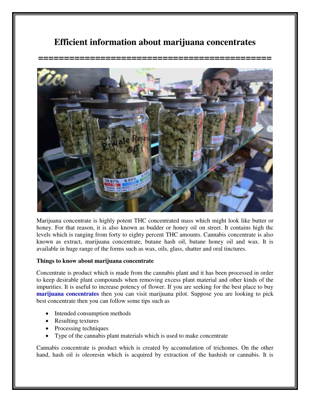 efficient information about marijuana concentrates