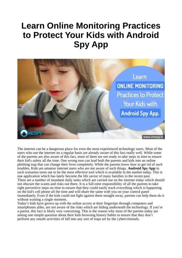 Learn Online Monitoring Practices to Protect Your Kids with Android Spy App