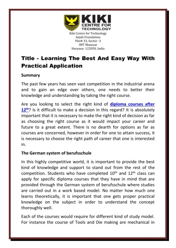 Learning The Best And Easy Way With Practical Application