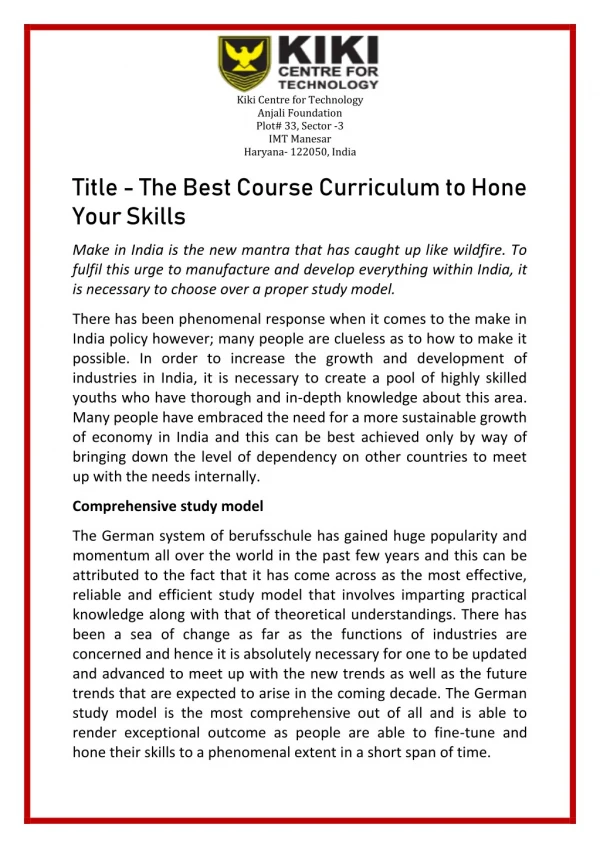 The Best Course Curriculum to Hone Your Skills