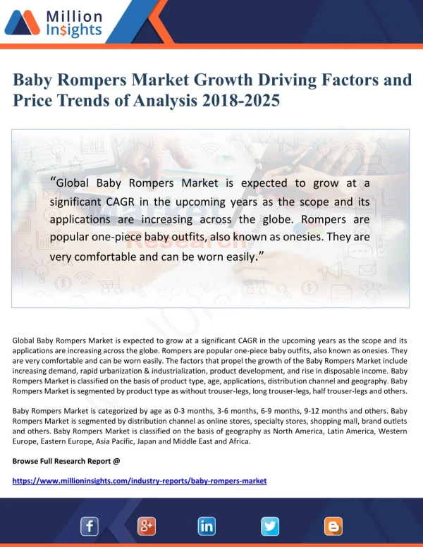 Baby Rompers Market Growth Driving Factors and Price Trends of Analysis 2018-2025