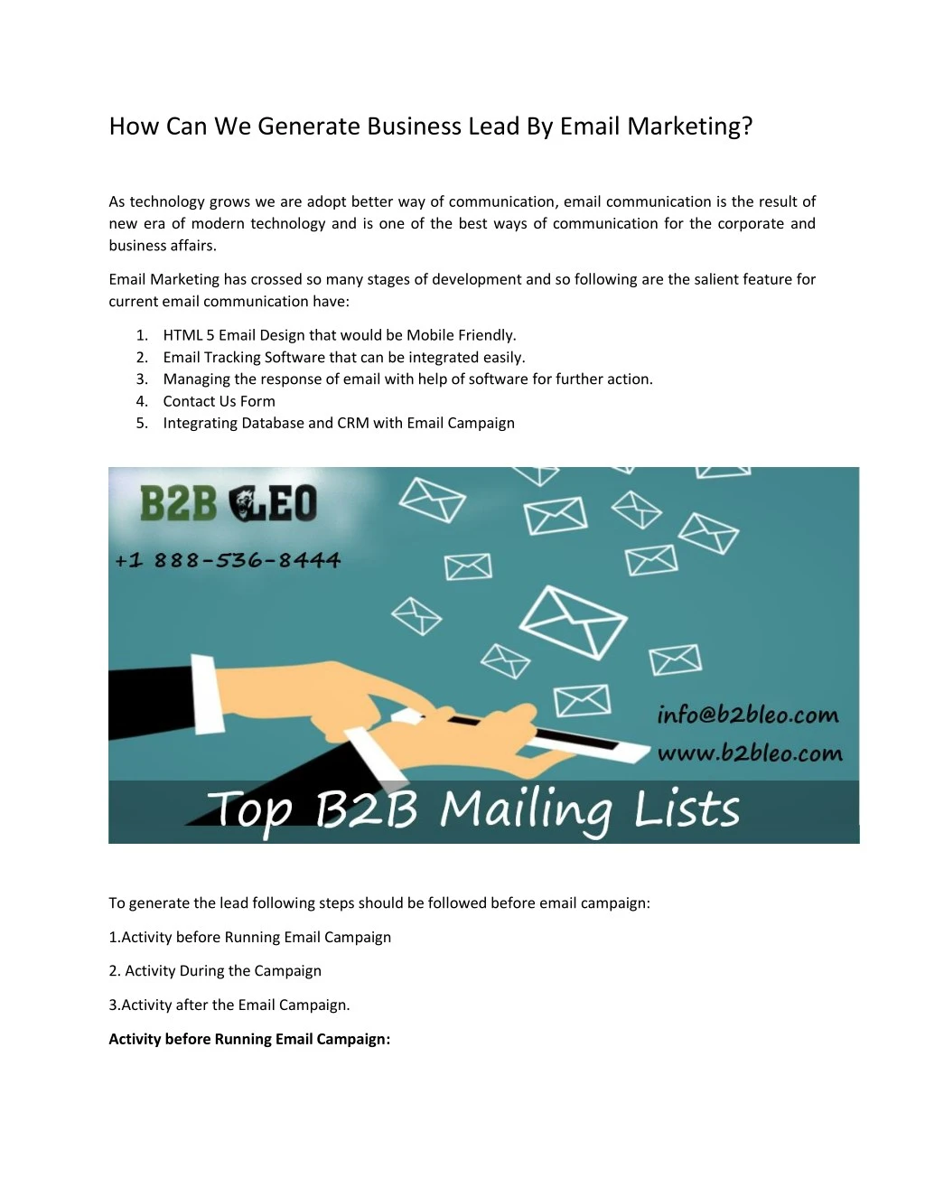 how can we generate business lead by email