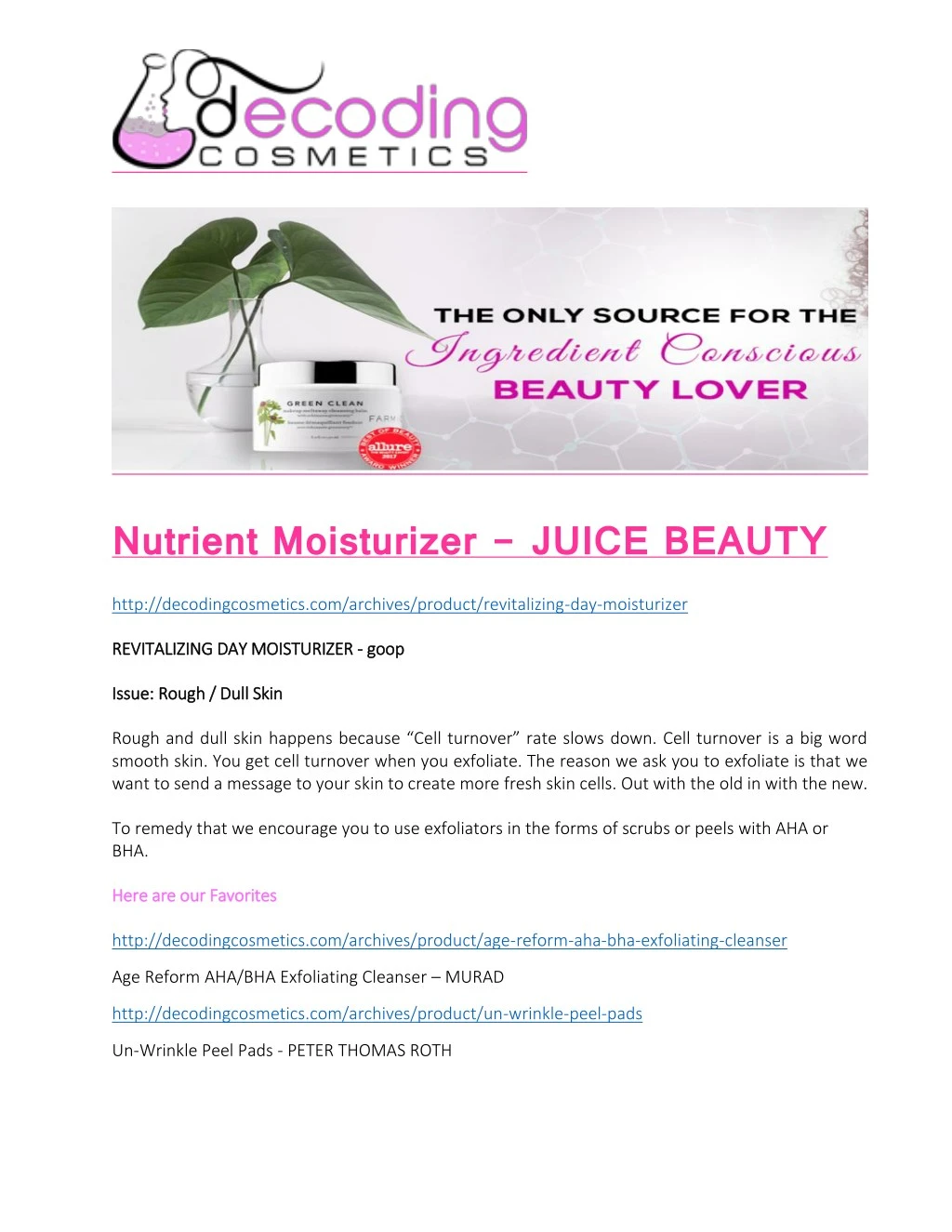 nutrient moisturizer juice beauty