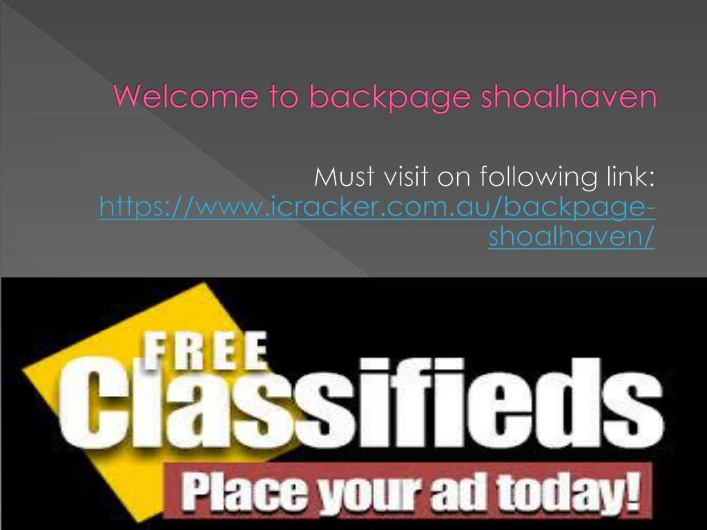 welcome to backpage shoalhaven