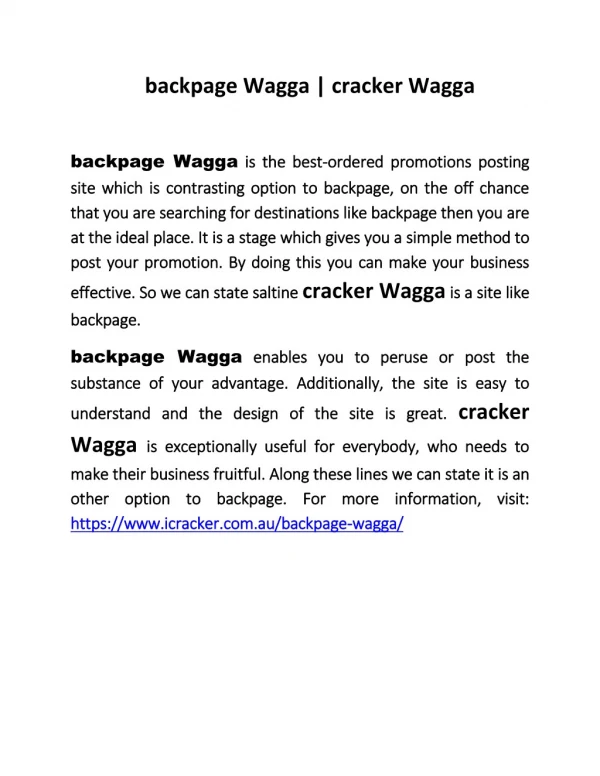 backpage Wagga | cracker Wagga