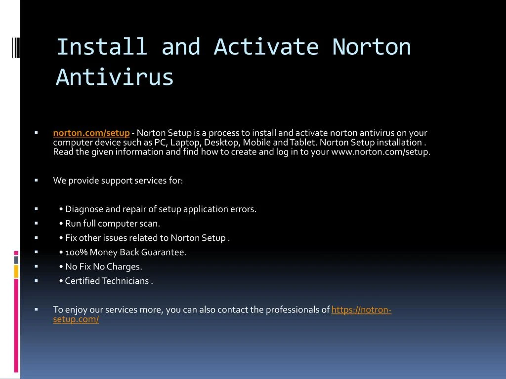 install and activate norton antivirus