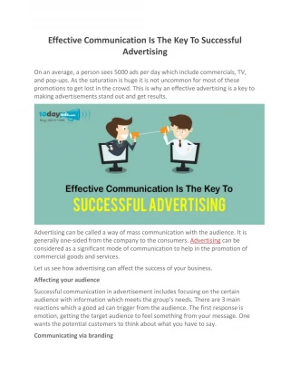 Effective Communication Is The Key To Successful Advertising - slide 1
