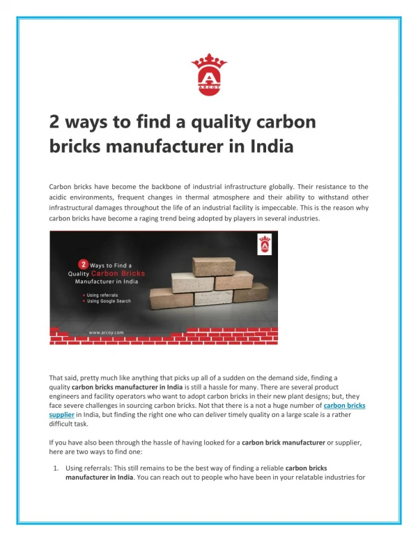 2 ways to find a quality carbon bricks manufacturer in india