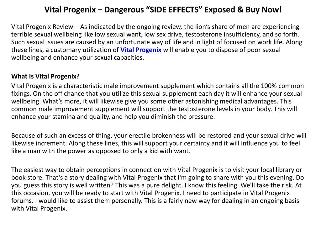 vital progenix dangerous side effects exposed buy now