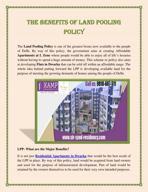 The Benefits of Land Pooling Policy