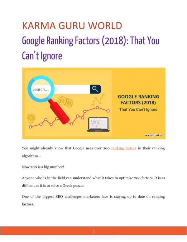 Google Ranking Factors (2018): That You Can’t Ignore