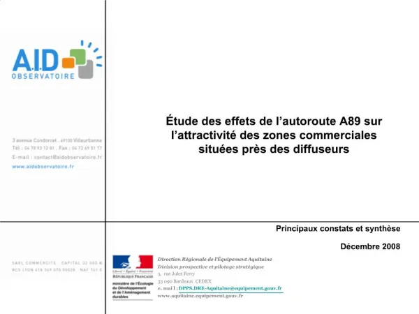 tude des effets de l autoroute A89 sur l attractivit des zones commerciales situ es pr s des diffuseurs