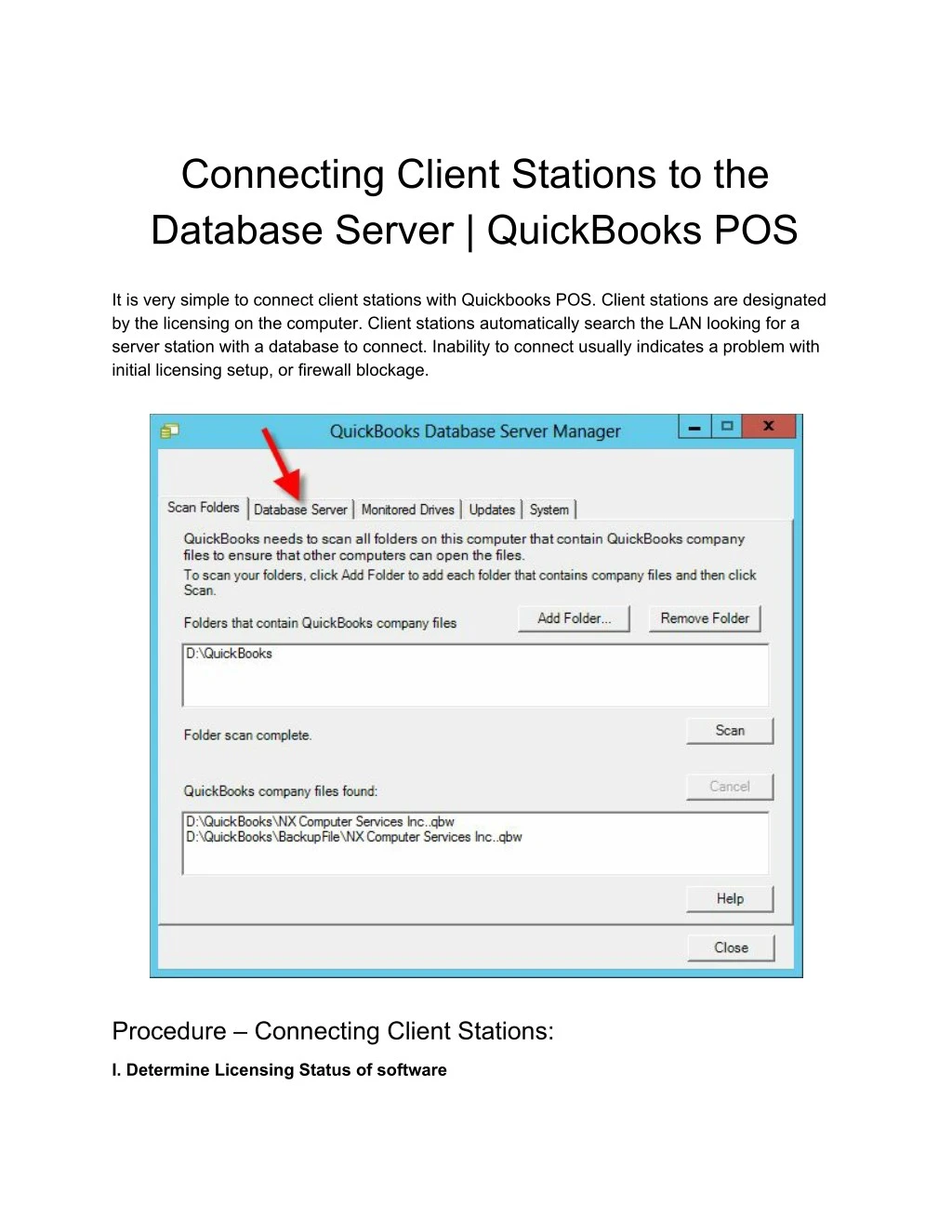 connecting client stations to the database server